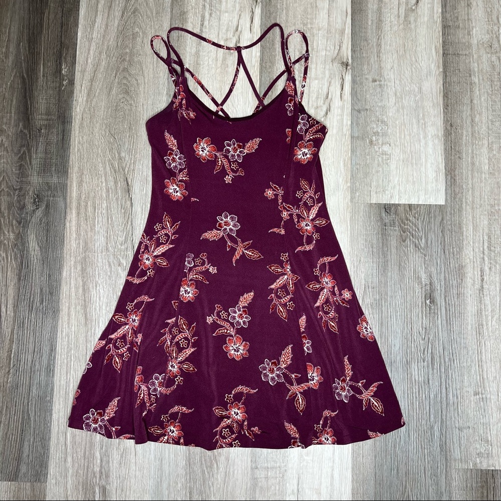 Flowery Criss Cross Back Dress